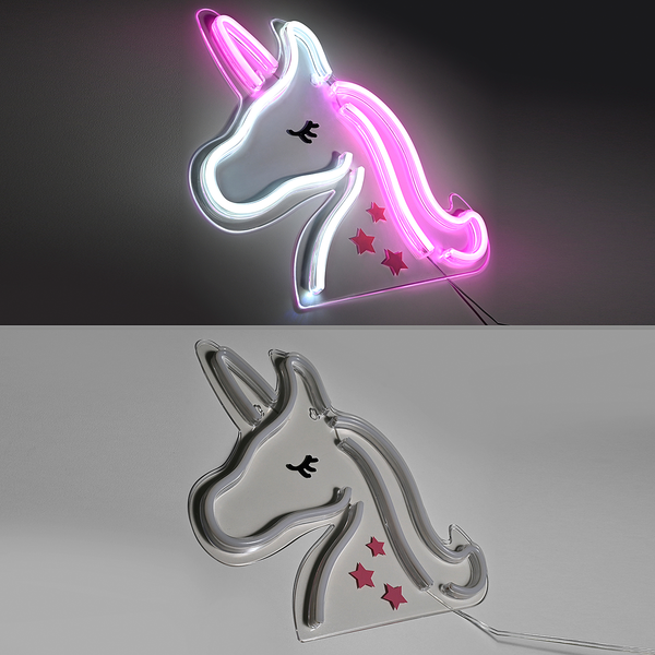 LED-Kinderzimmerleuchte Neon-Unicorn - Polyester PVC - 1-flammig