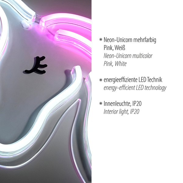 LED-Kinderzimmerleuchte Neon-Unicorn - Polyester PVC - 1-flammig