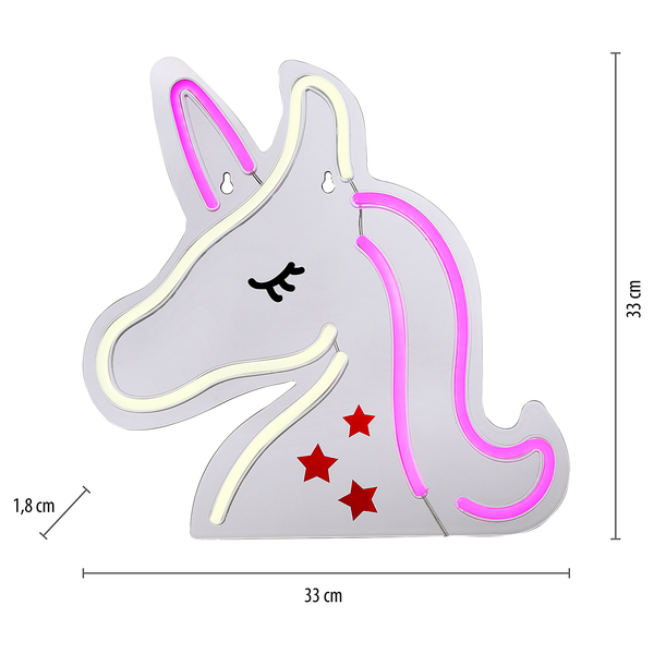 LED-Kinderzimmerleuchte Neon-Unicorn - Polyester PVC - 1-flammig