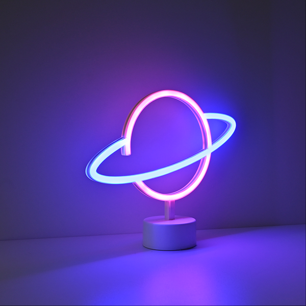 LED-Kinderzimmerleuchte Neon-Saturn - Polyester PVC - 1-flammig