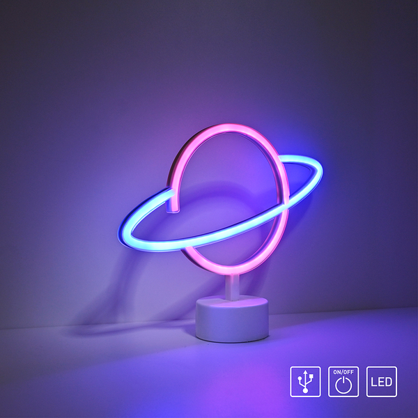 LED-Kinderzimmerleuchte Neon-Saturn - Polyester PVC - 1-flammig