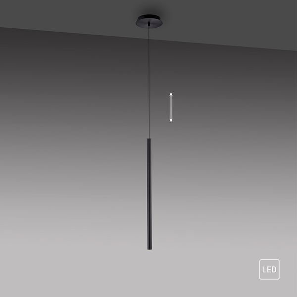 LED-Pendelleuchte Flute Typ A - Aluminium / Eisen - 1-flammig - Schwarz