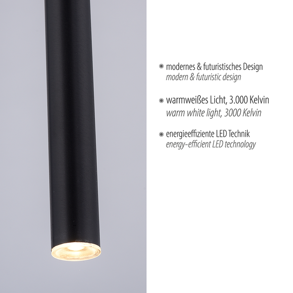 LED-Pendelleuchte Flute Typ A - Aluminium / Eisen - 1-flammig - Schwarz