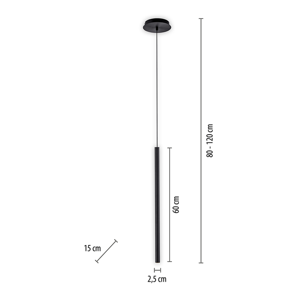 LED-Pendelleuchte Flute Typ A - Aluminium / Eisen - 1-flammig - Schwarz