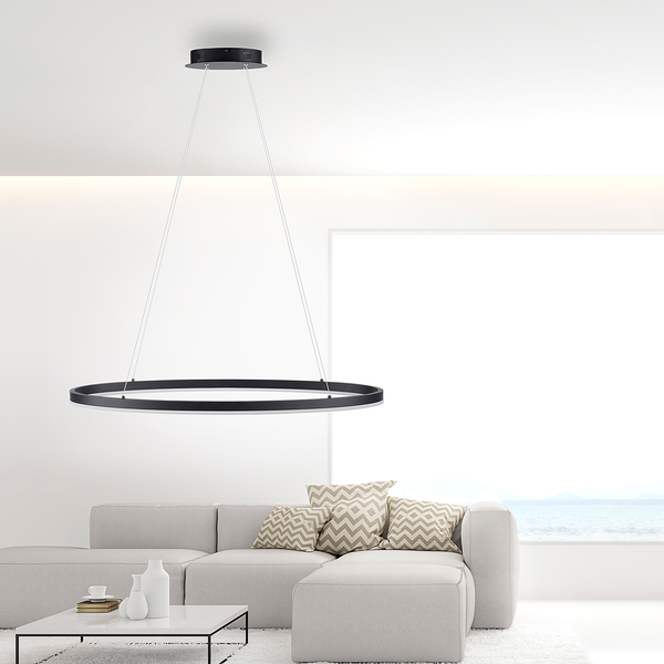 LED-Pendelleuchte Titus - Kunststoff / Aluminium - 1-flammig - Breite: 80 cm