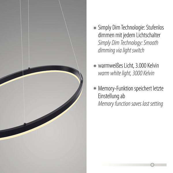 LED-Pendelleuchte Titus - Kunststoff / Aluminium - 1-flammig - Breite: 80 cm