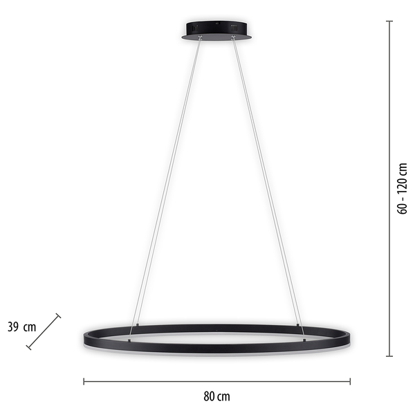 LED-Pendelleuchte Titus - Kunststoff / Aluminium - 1-flammig - Breite: 80 cm