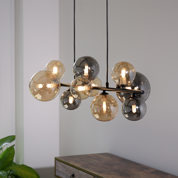 LED-Pendelleuchte Popsicle - Rauchglas / Eisen - 10-flammig