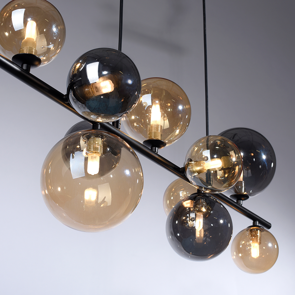 LED-Pendelleuchte Popsicle - Rauchglas / Eisen - 10-flammig