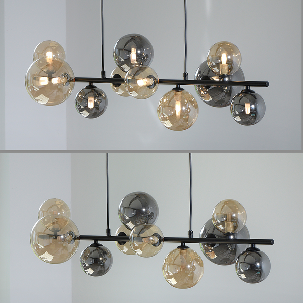 LED-Pendelleuchte Popsicle - Rauchglas / Eisen - 10-flammig