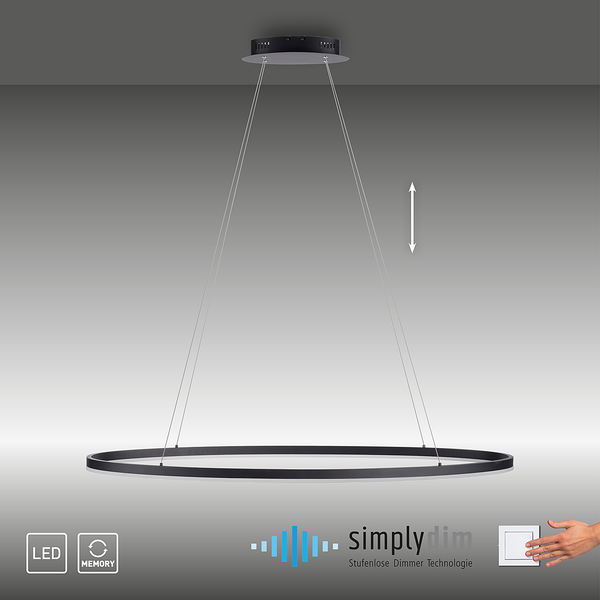 LED-Pendelleuchte Titus - Kunststoff / Aluminium - 1-flammig - Breite: 118 cm