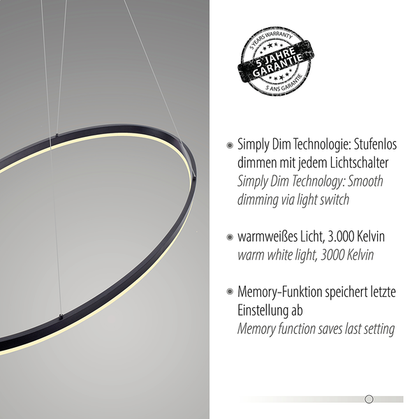LED-Pendelleuchte Titus - Kunststoff / Aluminium - 1-flammig - Breite: 118 cm
