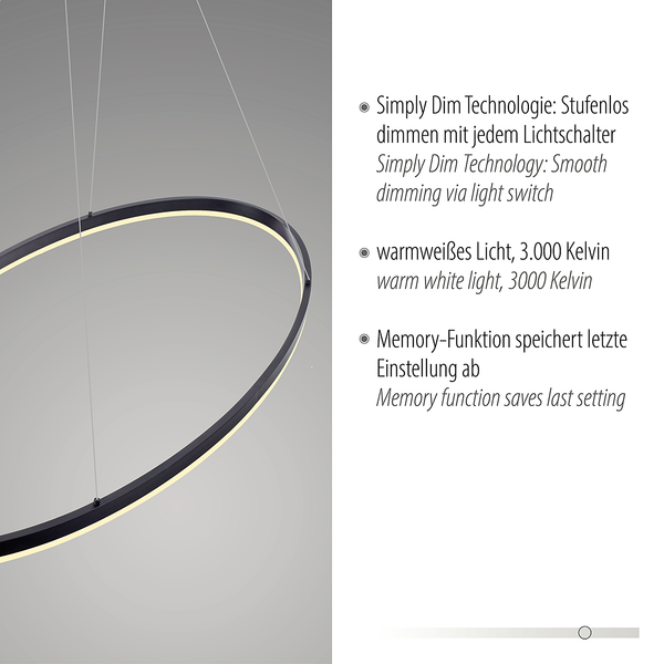 LED-Pendelleuchte Titus - Kunststoff / Aluminium - 1-flammig - Breite: 118 cm