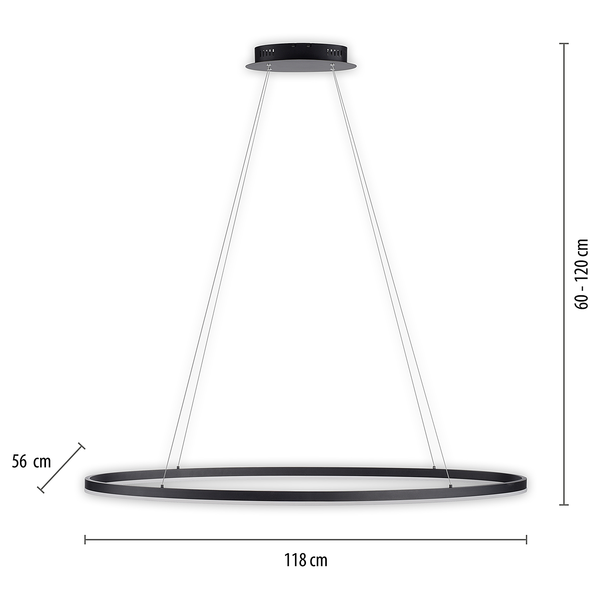 LED-Pendelleuchte Titus - Kunststoff / Aluminium - 1-flammig - Breite: 118 cm
