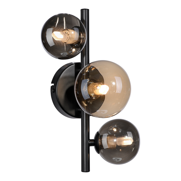 LED-Wandleuchte Popsicle - Rauchglas / Eisen - 3-flammig