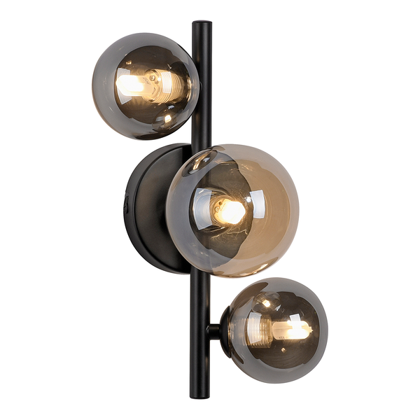 LED-Wandleuchte Popsicle - Rauchglas / Eisen - 3-flammig