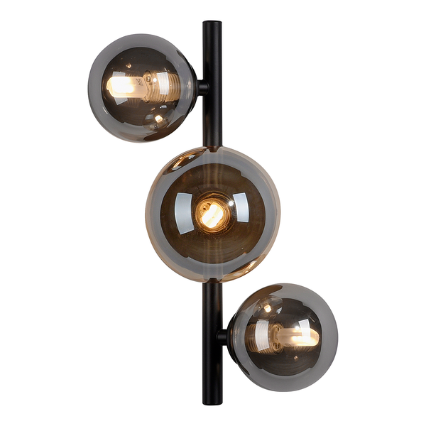 LED-Wandleuchte Popsicle - Rauchglas / Eisen - 3-flammig