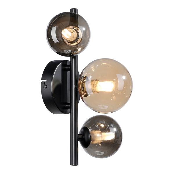 LED-Wandleuchte Popsicle - Rauchglas / Eisen - 3-flammig