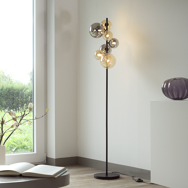 LED-Stehleuchte Popsicle - Rauchglas / Eisen - 7-flammig
