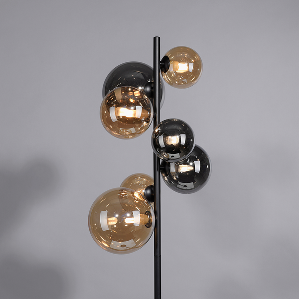 LED-Stehleuchte Popsicle - Rauchglas / Eisen - 7-flammig