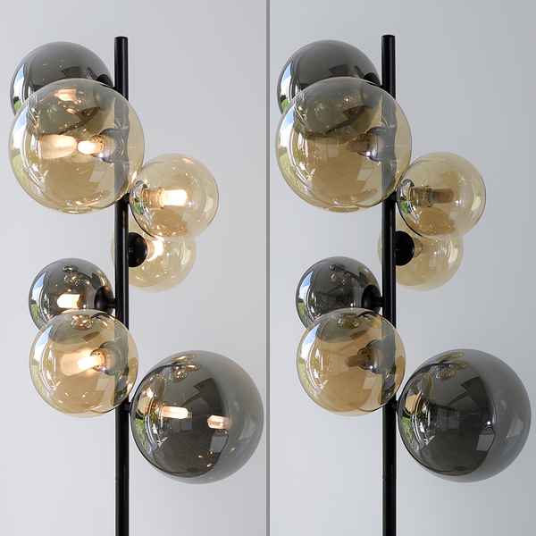 LED-Stehleuchte Popsicle - Rauchglas / Eisen - 7-flammig