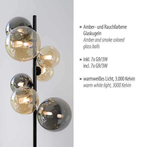 LED-Stehleuchte Popsicle - Rauchglas / Eisen - 7-flammig