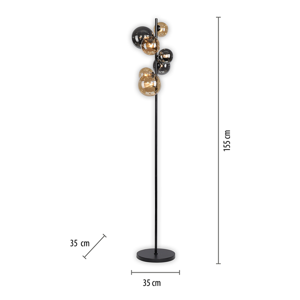 LED-Stehleuchte Popsicle - Rauchglas / Eisen - 7-flammig