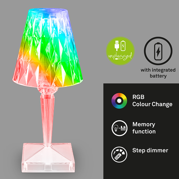 LED-Tischleuchte Kullo - Kunststoff - Transparent / Mehrfarbig