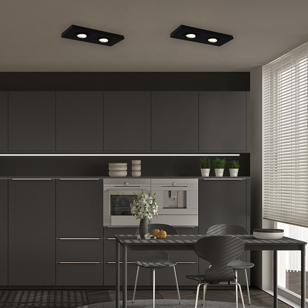 LED-Deckenleuchte Morco 2-flammig - Aluminium - Schwarz