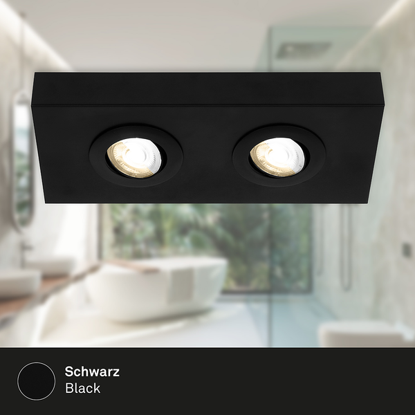 LED-Deckenleuchte Morco 2-flammig - Aluminium - Schwarz
