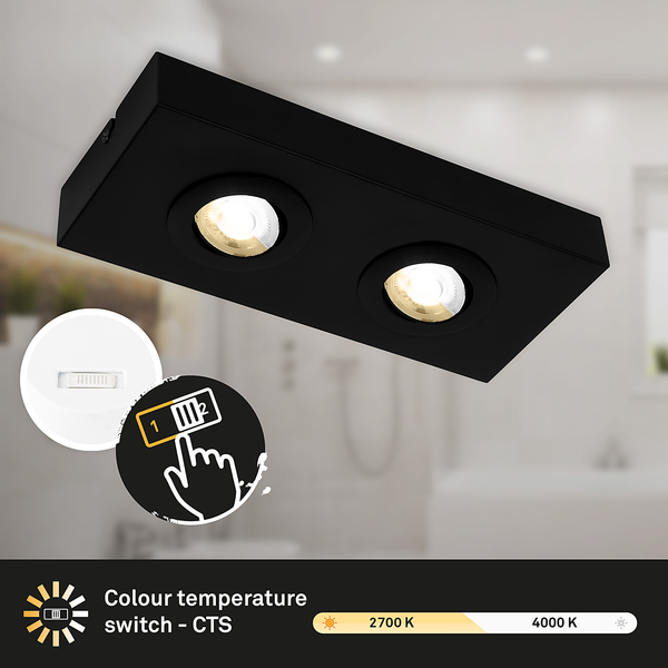LED-Deckenleuchte Morco 2-flammig - Aluminium - Schwarz