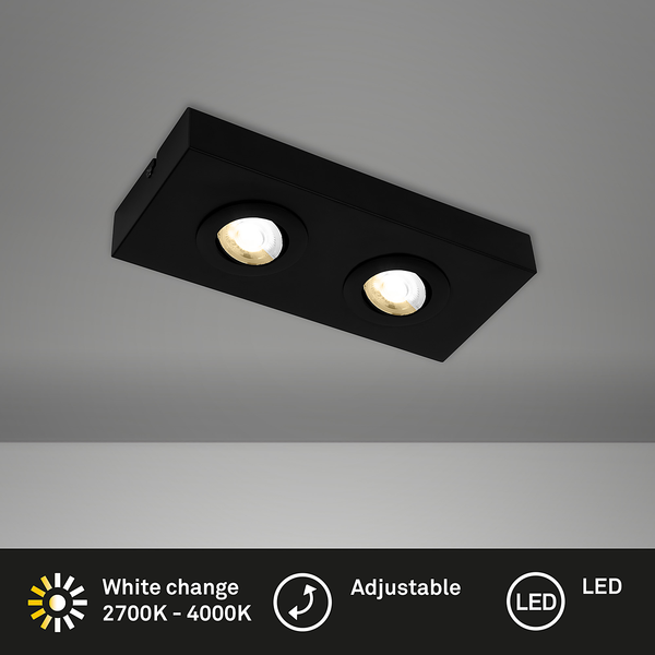 LED-Deckenleuchte Morco 2-flammig - Aluminium - Schwarz
