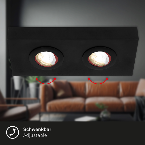 LED-Deckenleuchte Morco 2-flammig - Aluminium - Schwarz