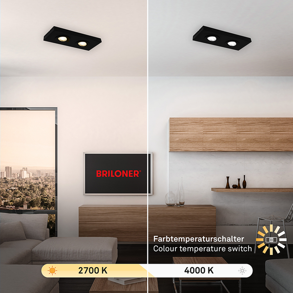LED-Deckenleuchte Morco 2-flammig - Aluminium - Schwarz