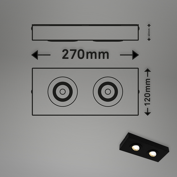 LED-Deckenleuchte Morco 2-flammig - Aluminium - Schwarz