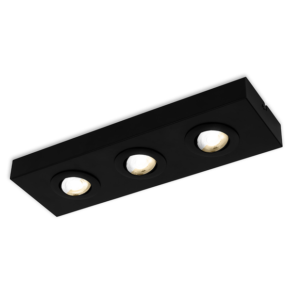 LED-Deckenleuchte Morco 3-flammig - Aluminium - Schwarz