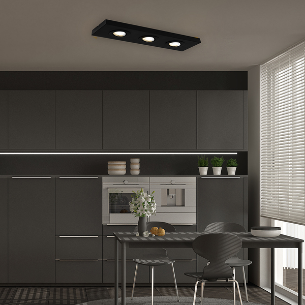 LED-Deckenleuchte Morco 3-flammig - Aluminium - Schwarz