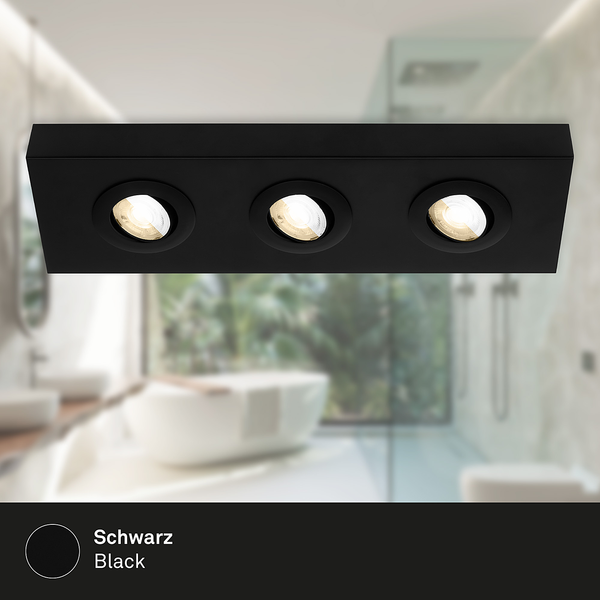 LED-Deckenleuchte Morco 3-flammig - Aluminium - Schwarz