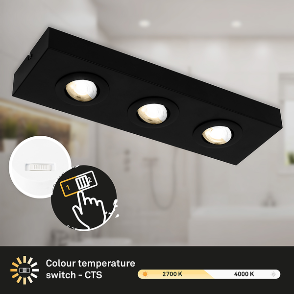 LED-Deckenleuchte Morco 3-flammig - Aluminium - Schwarz