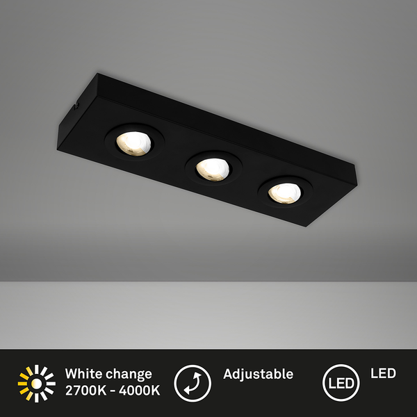 LED-Deckenleuchte Morco 3-flammig - Aluminium - Schwarz