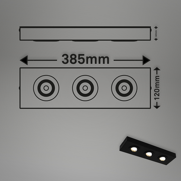 LED-Deckenleuchte Morco 3-flammig - Aluminium - Schwarz