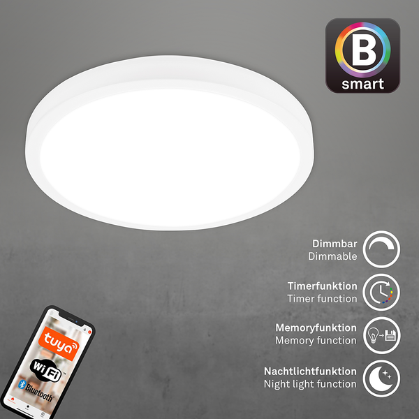 LED-Deckenleuchte Mauris - Kunststoff - Weiß