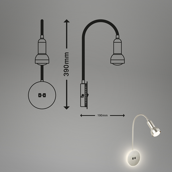 LED-Wandleuchte Veta - Kunststoff - Silber