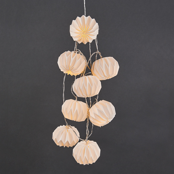 LED-Lampion-Lichterkette HANAMI - Kupfer / Polyester - Weiß - Weiß