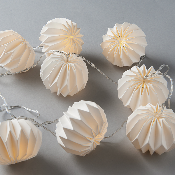 LED-Lampion-Lichterkette HANAMI - Kupfer / Polyester - Weiß - Weiß