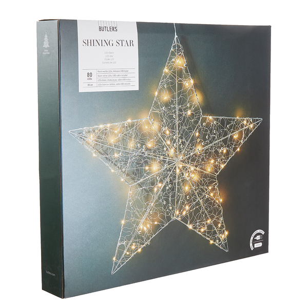 LED 3D-Stern SHINING STAR - Kupfer / Polyester - Silber