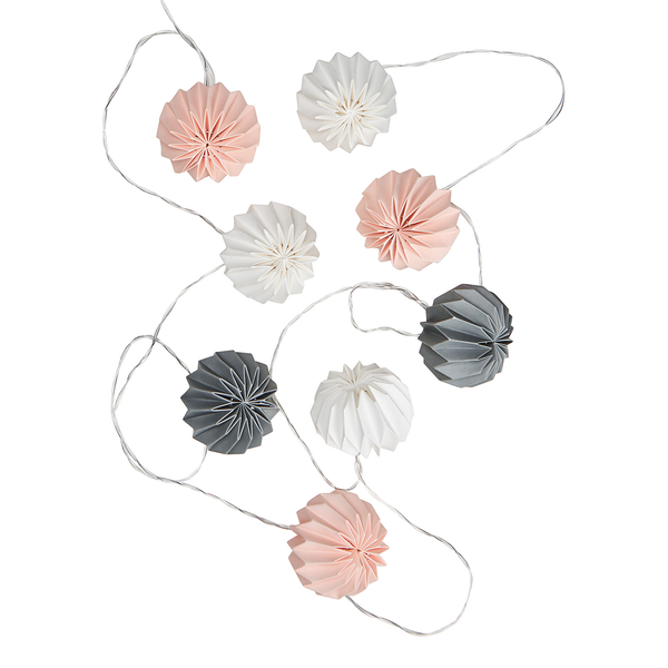 LED-Lampion-Lichterkette HANAMI - Kupfer / Polyester - Grau - Grau