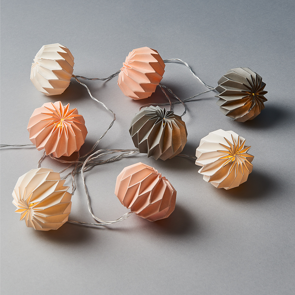 LED-Lampion-Lichterkette HANAMI - Kupfer / Polyester - Grau - Grau