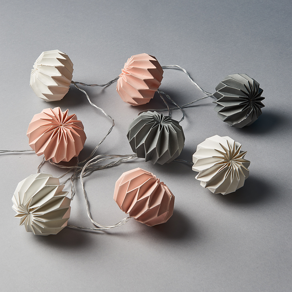 LED-Lampion-Lichterkette HANAMI - Kupfer / Polyester - Grau - Grau