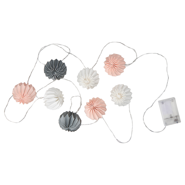LED-Lampion-Lichterkette HANAMI - Kupfer / Polyester - Grau - Grau